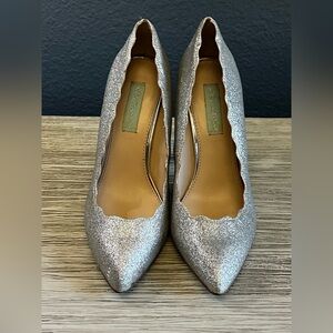 Betsey Johnson Silver Glitter Heels